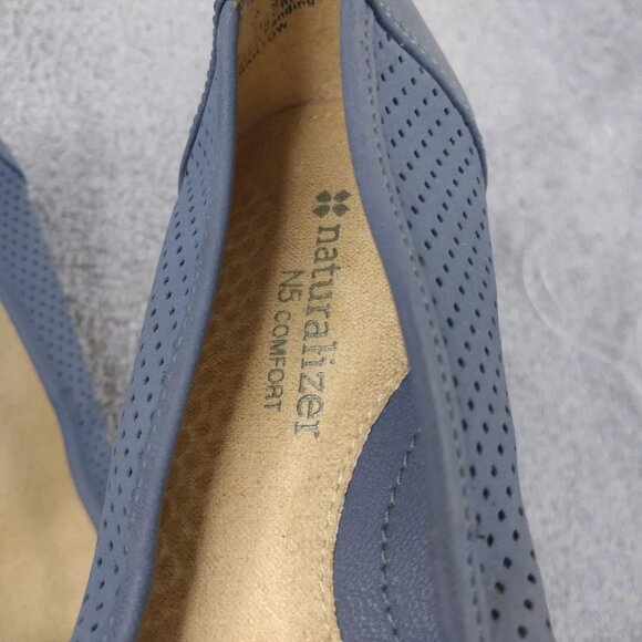 Naturalizer Bartow Womens 8 Shoes N5 Comfort Wedge Blue Perforated Slip On - Picture 6 of 9